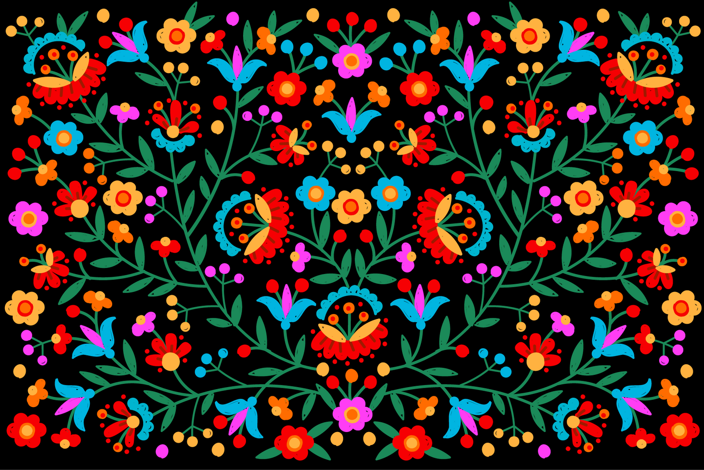 Mexican Embroidery Floral 12x18
