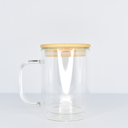 15oz Clear Double Wall Bamboo Mug