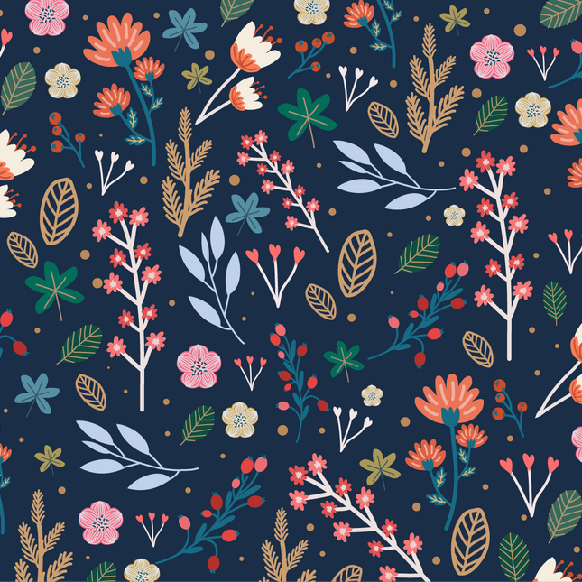 Blue Floral 12x18