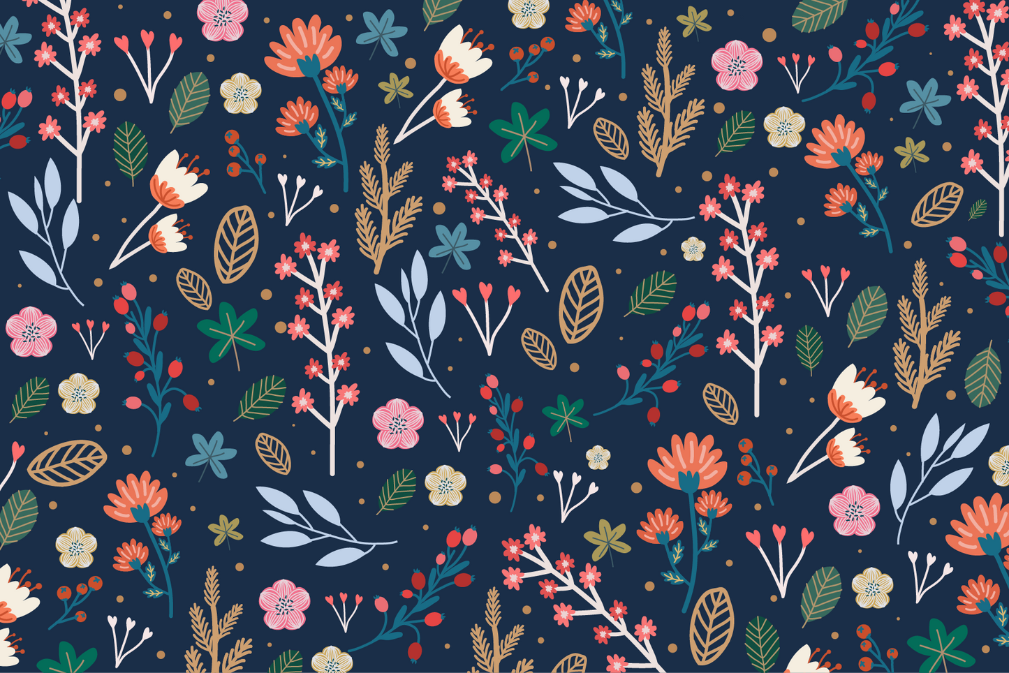 Blue Floral 12x18
