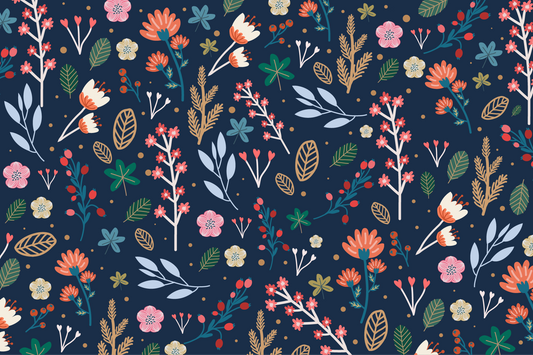Blue Floral 12x18