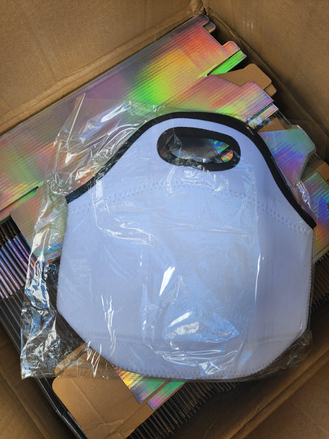 Neoprene lunch bag with zipper,  sublimation ready