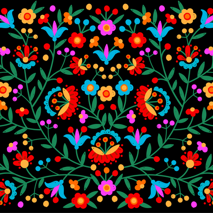 Mexican Embroidery Floral 12x18
