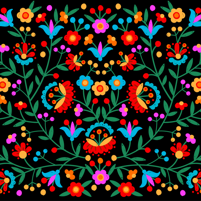 Mexican Embroidery Floral 12x18
