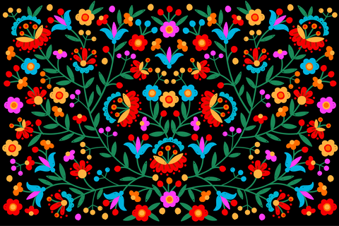 Mexican Embroidery Floral 12x18