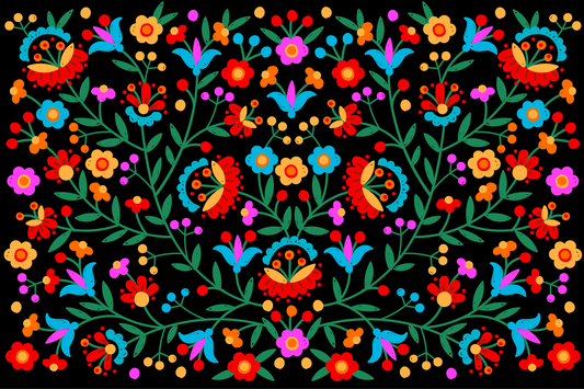 Mexican Embroidery Floral 12x18