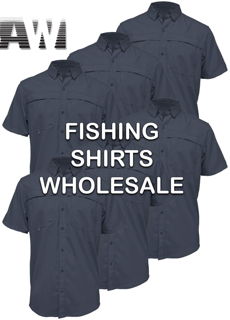 BAW® Fishing Shirt Men's Short Sleeve Wholesale 6pack