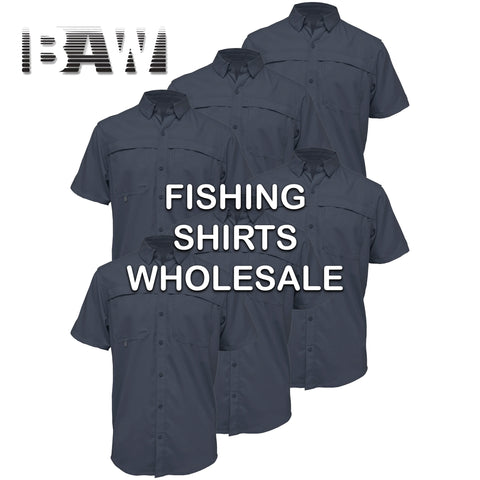 BAW® Fishing Shirt Men's Short Sleeve Wholesale 6pack