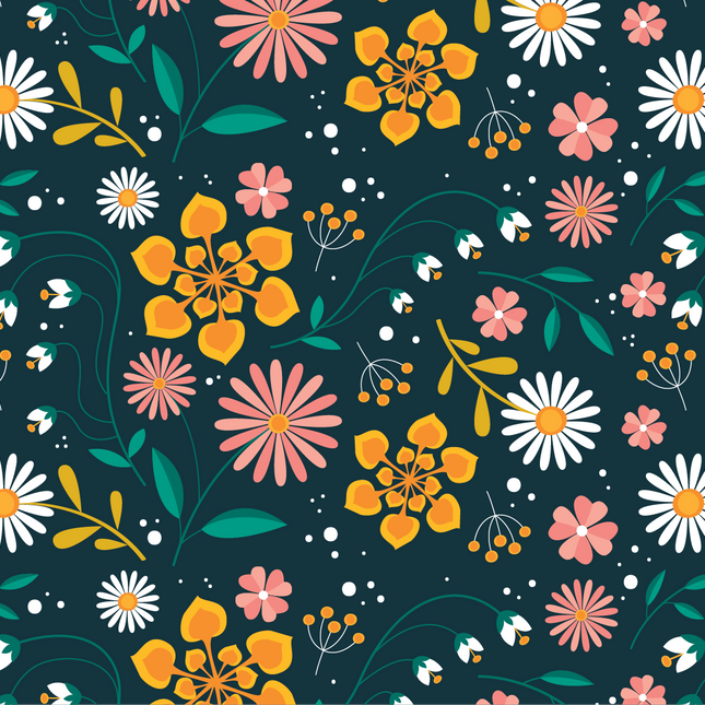 Green Floral 12x18
