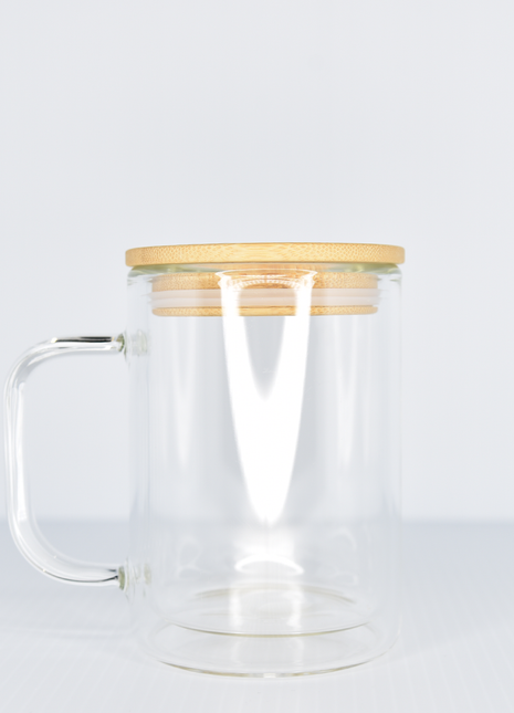 15oz Clear Double Wall Bamboo Mug