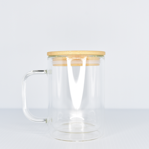 15oz Clear Double Wall Bamboo Mug