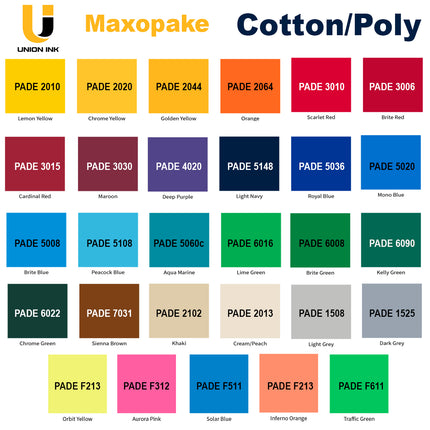 Union Ink™ Maxopake screen printing inks PADE
