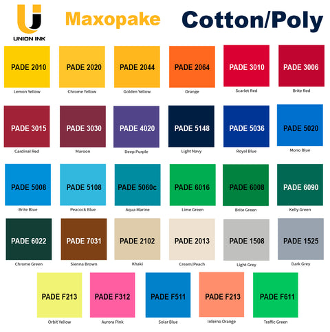 Union Ink™ Maxopake screen printing inks PADE