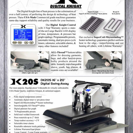 16” x 20” Digital Swing-Away. DK20S Geo Knight Made in the USA