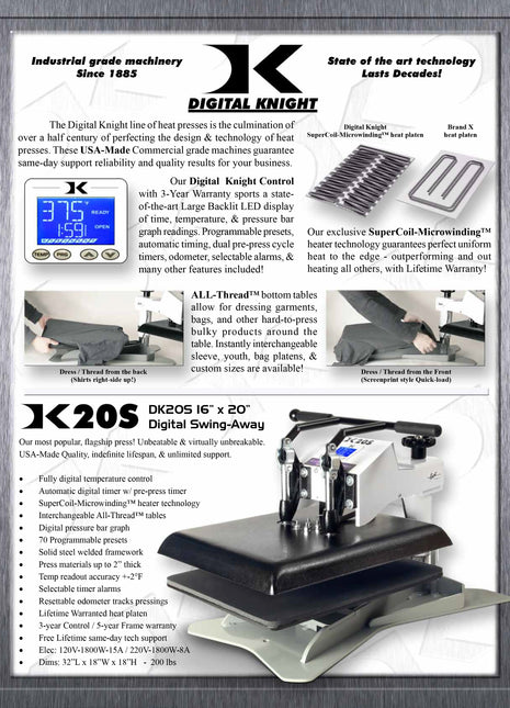 16” x 20” Digital Swing-Away. DK20S Geo Knight Made in the USA