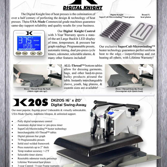 16” x 20” Digital Swing-Away. DK20S Geo Knight Made in the USA