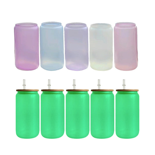 16 oz UV Color Changing & Glow in the Dark Sublimation Glass Can